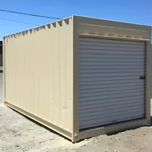 Heavy-duty 16ft storage container with roll-up door and marine plywood floor