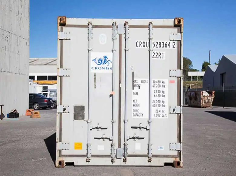 Commercial 40ft refrigerated storage container exterior view