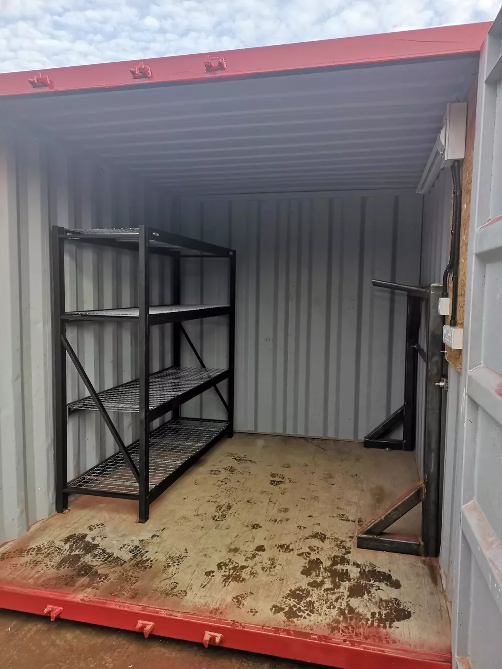 Heavy-duty steel tackle store container with secure double doors