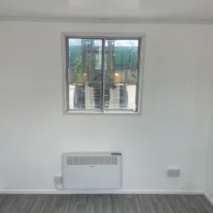 High-security office container with hardwood flooring and weatherproof design