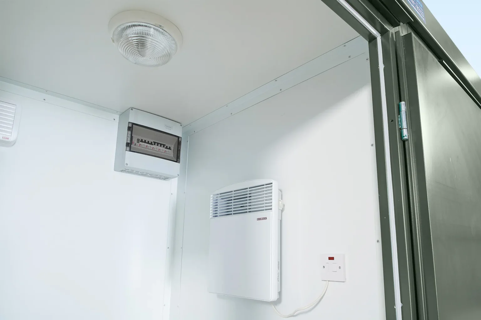 1+1 double mains toilet unit with bottle green steel exterior