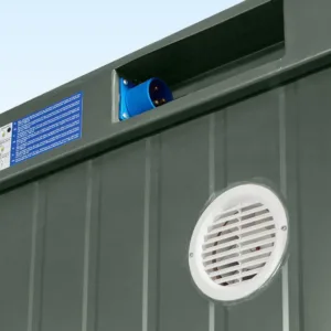 Portable double mains toilet with insulated galvanized steel construction