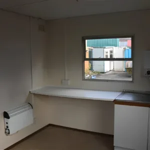 12ft steel welfare cabin with secure shutters and insulated interior