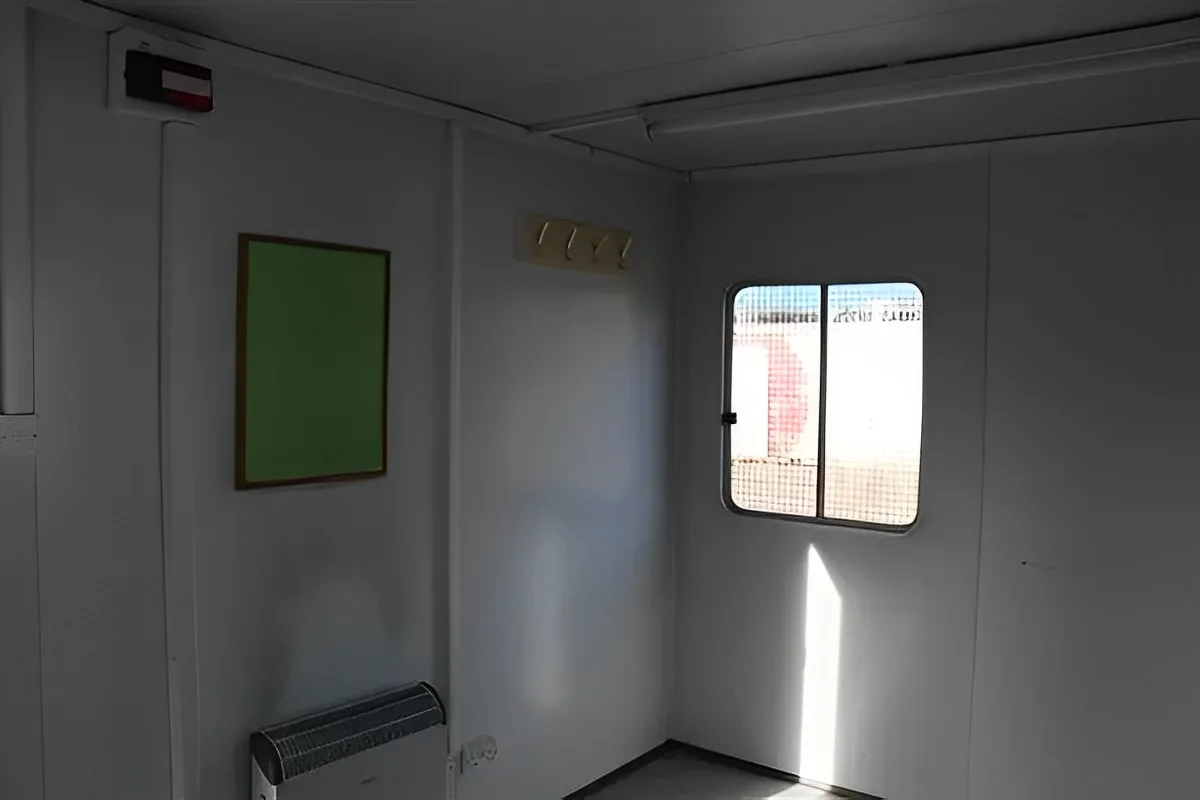 12ft site office cabin with heavy-duty steel construction and electrical fittings