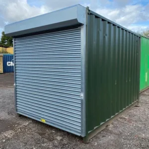 Compact 15ft steel shipping container for secure outdoor storage