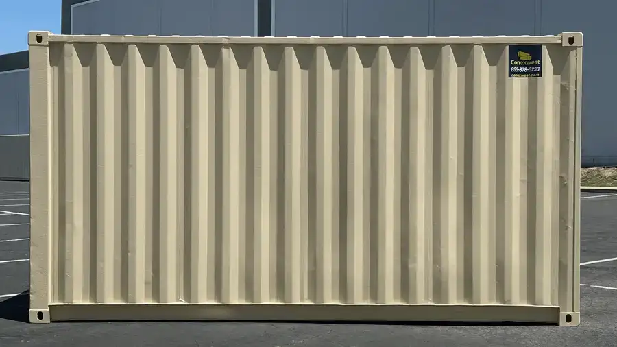 Heavy-duty 16ft corten steel storage container with roll-up entrance