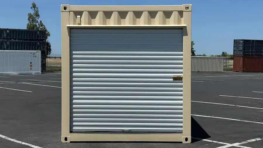 16ft new storage container with roll-up door for secure equipment storage