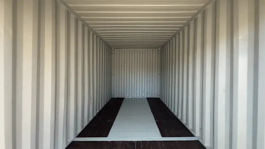 16ft storage container with roll-up door and marine-grade plywood floor
