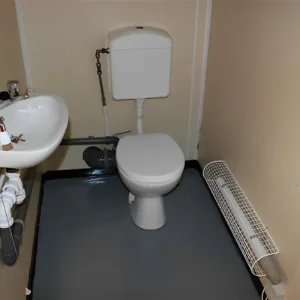 Anti-vandal site office cabin with integrated toilet and steel construction