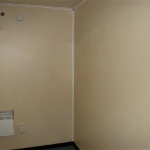 16ft steel office cabin with lockable shutters and heating system