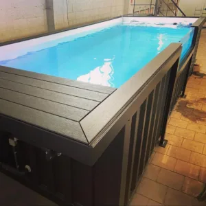 Luxury container pool with heating system and insulated walls