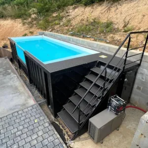 Compact 20ft shipping container swimming pool for residential backyards