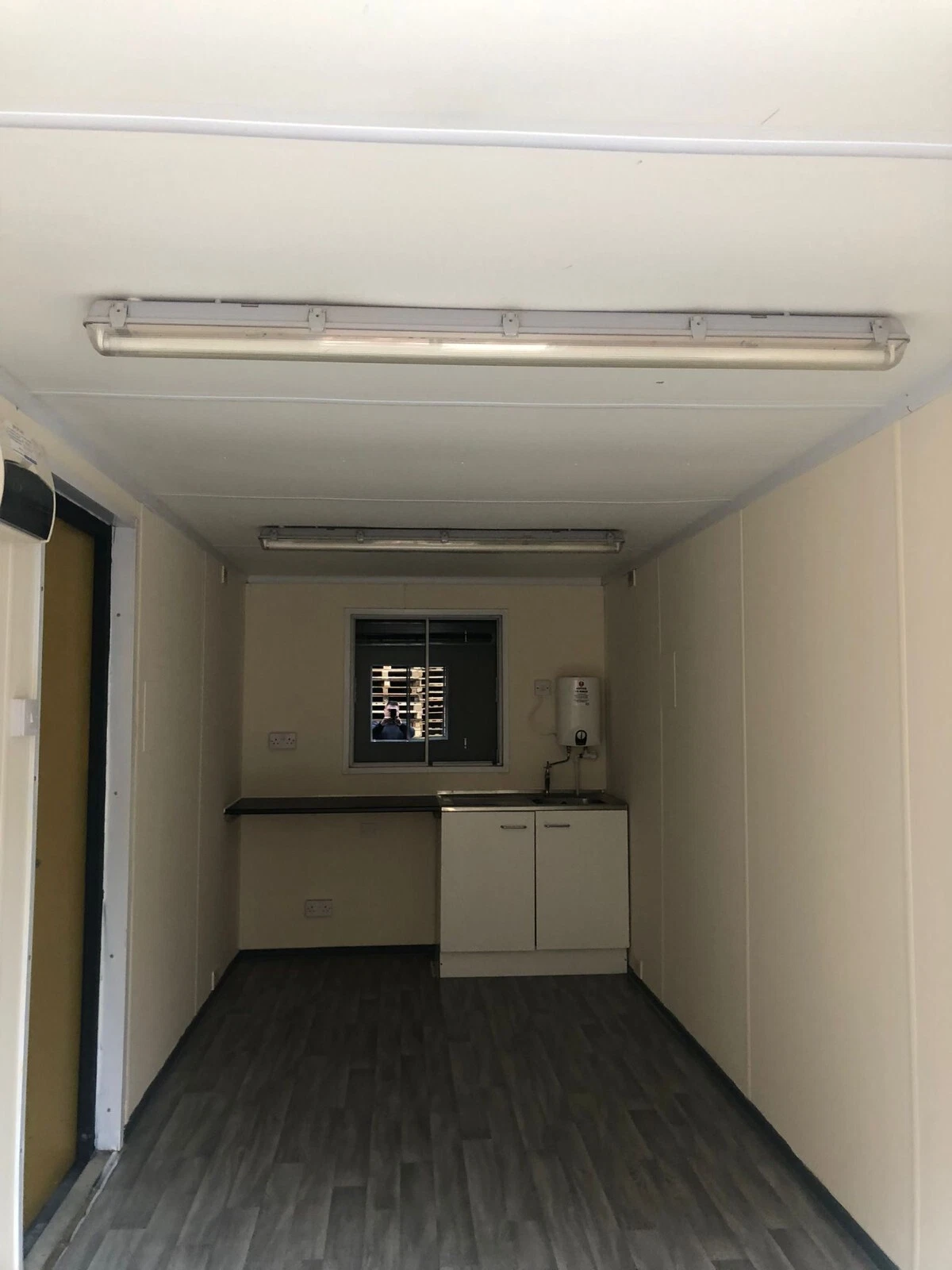Insulated 20ft office canteen container with LED lighting and power sockets