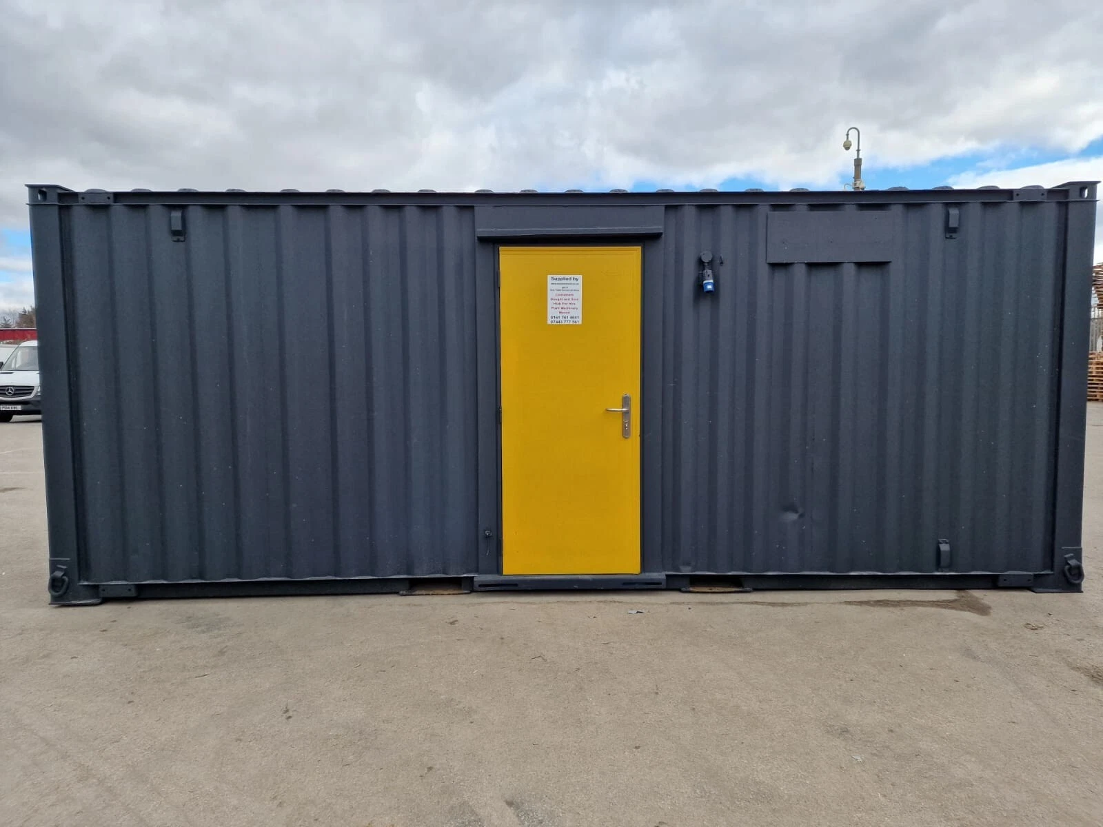 Heavy-duty corten steel office canteen container with anti-vandal protection