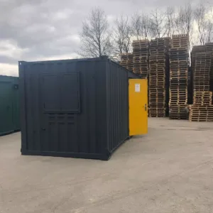 Secure anti-vandal office container with fitted electrical installation and lighting