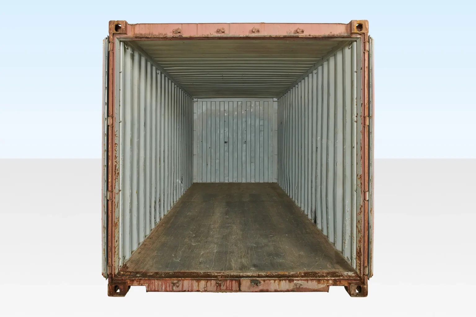 20ft corten steel storage container with double cargo doors and marine plywood floor