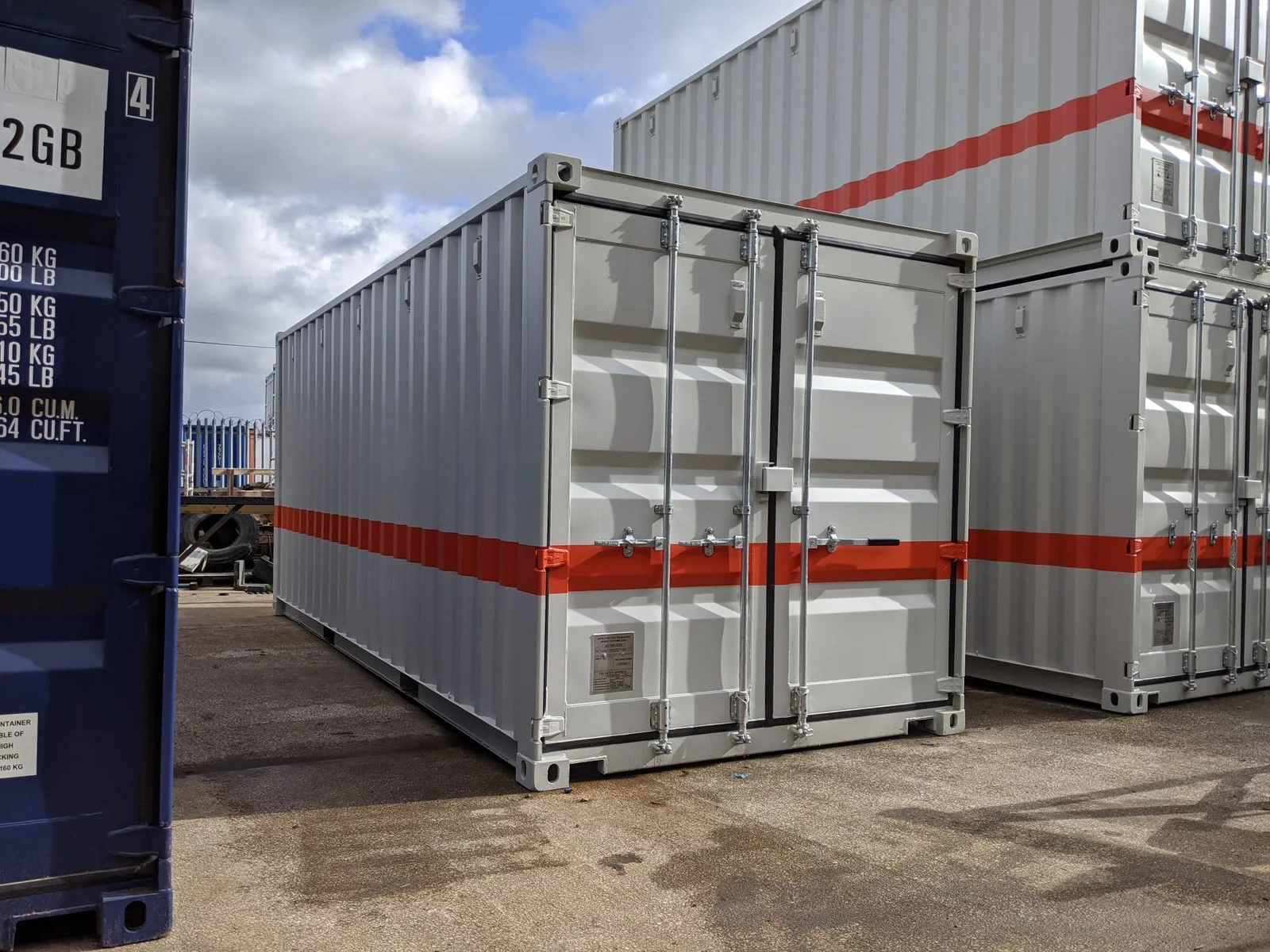 20ft workshop container with built-in steel shelves and electrical installation
