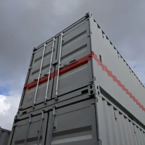 20ft steel workshop container with shelving and secure storage space