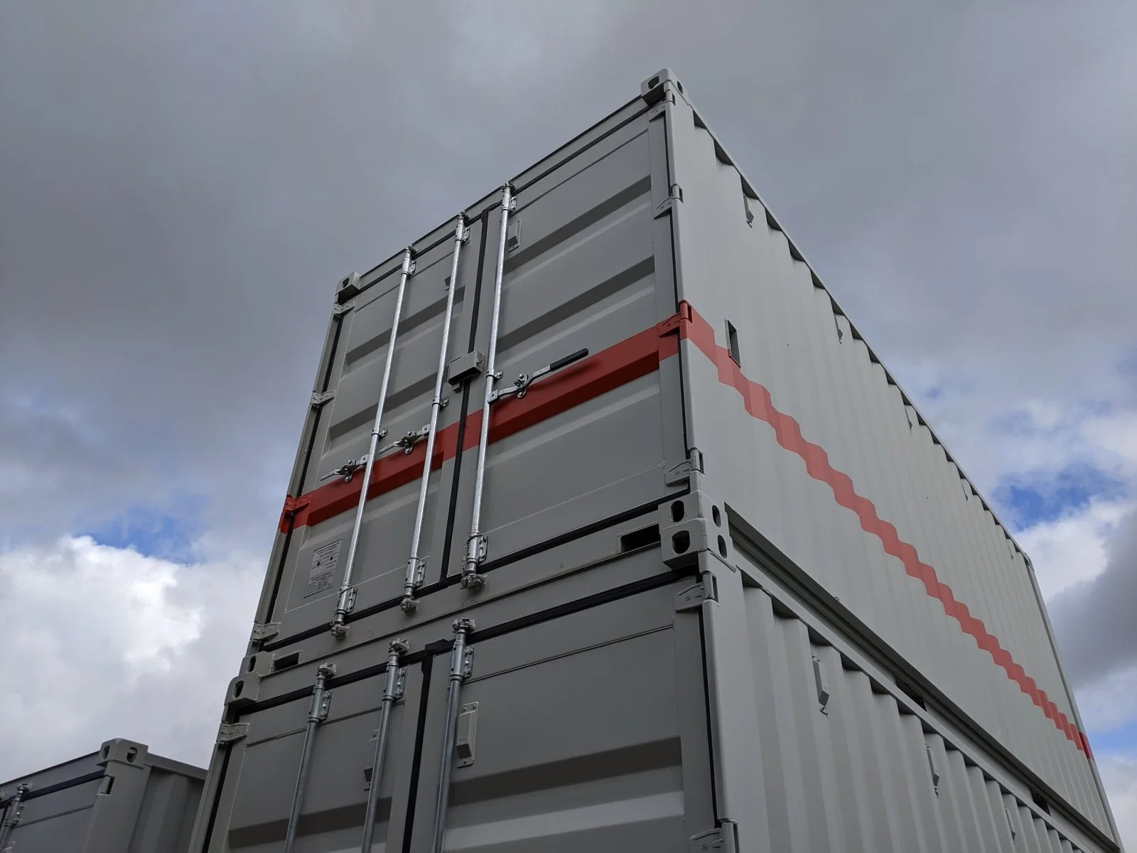 20ft steel workshop container with shelving and secure storage space