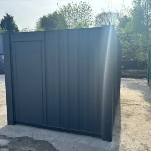 Anti vandal site office container with canteen facilities and storage compartment