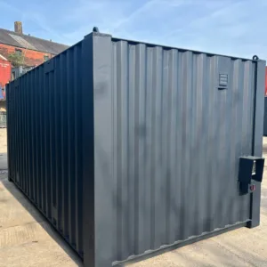 Modified 20ft shipping container office and canteen unit with steel security doors
