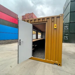 20ft converted container bar with serving hatches and walk-in cooler
