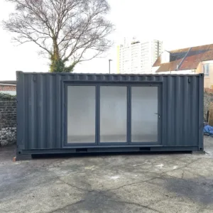 Insulated 20ft container workspace with electrical installation and secure access