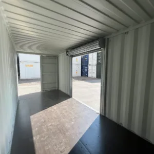Refurbished 20ft storage container with secure roller shutter access