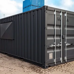 20ft shipping container converted into a modern retail kiosk and workspace