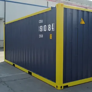 Offshore storage container with forklift pockets and stackable design