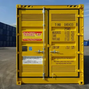 Industrial chemical storage container with integrated ventilation ducts