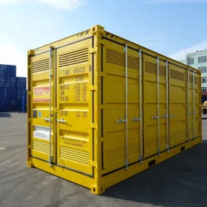 Hazardous goods shipping container for fuel and flammable liquid storage