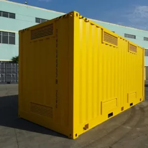 Bunded hazardous materials container with secure steel construction