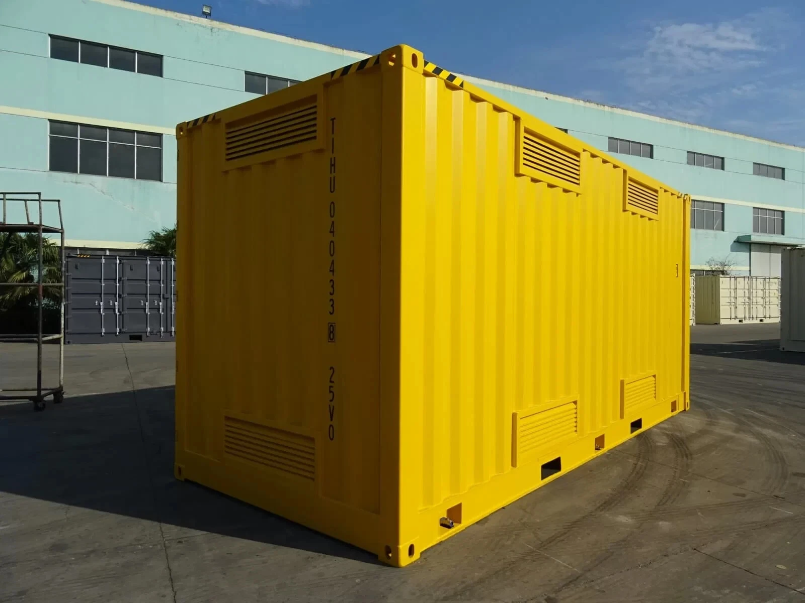 Bunded hazardous materials container with secure steel construction