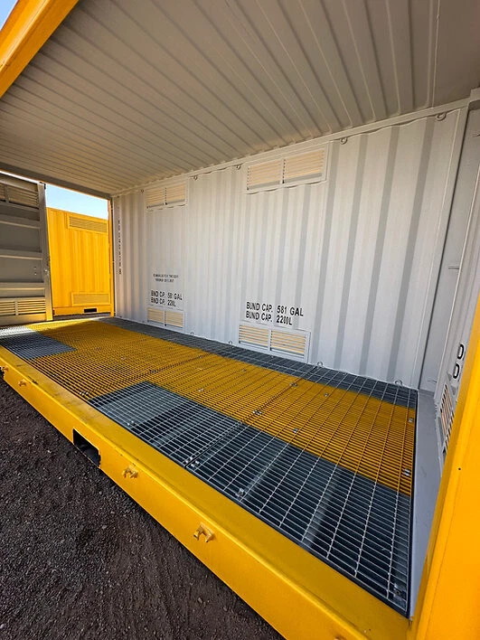 20ft dangerous goods shipping container with bunded floor for hazardous material storage