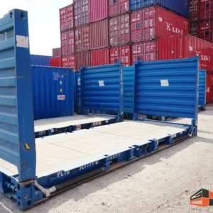 20ft flat rack container with collapsible end walls for oversized cargo transport