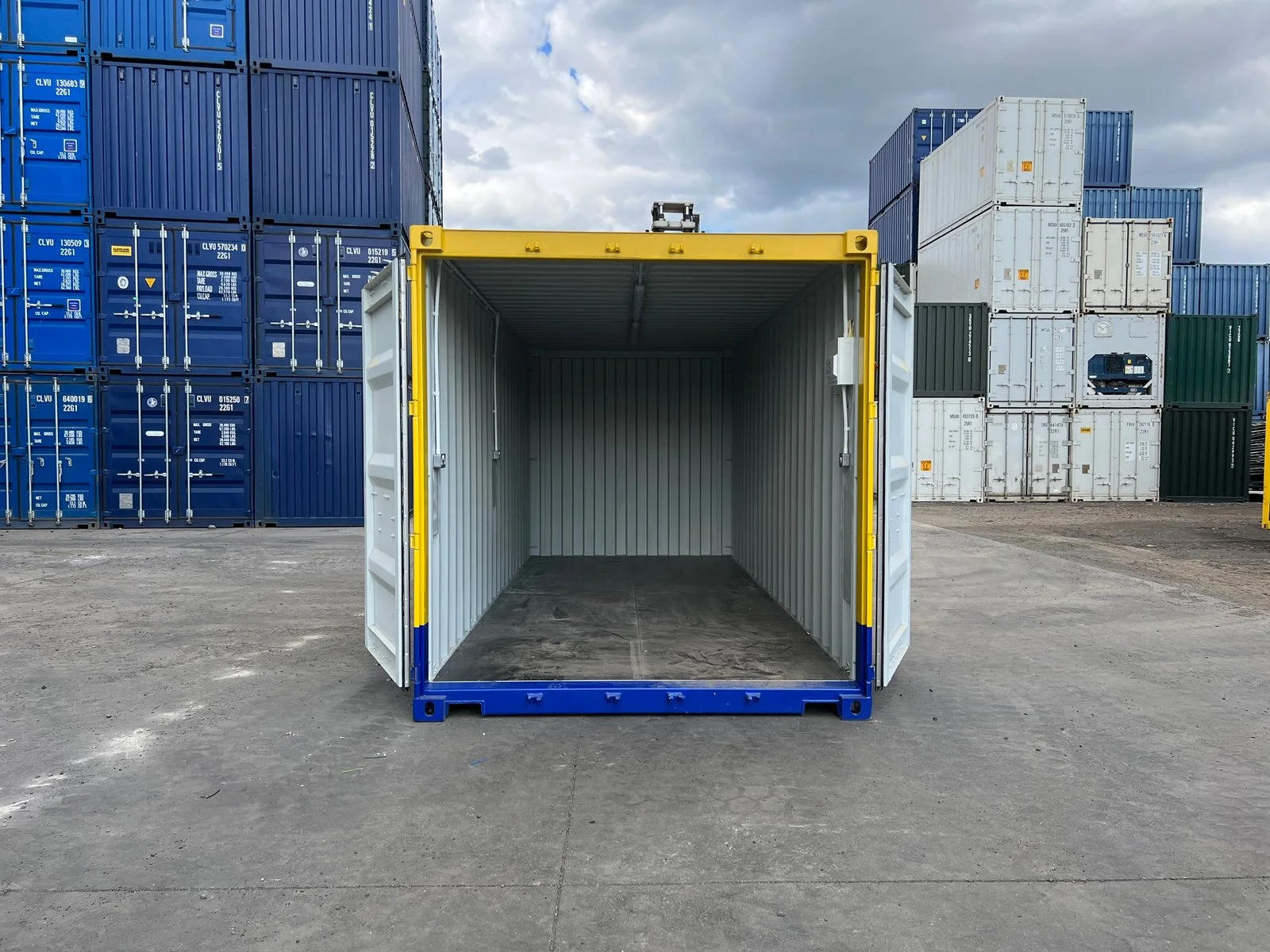 20ft modified shipping container with LED lighting and custom exterior respray