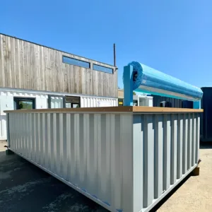 Caribbean Blue container pool with premium outdoor decking and steps