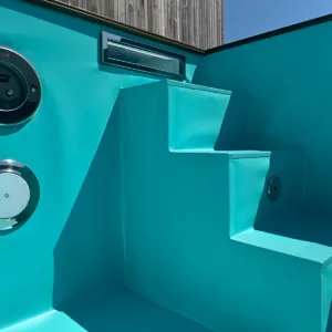 20ft container pool with countercurrent swim jets and modern resort-style design
