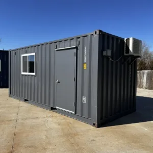 20ft Slate Gray Shiplap 120V Shipping Container Office With Mini Split