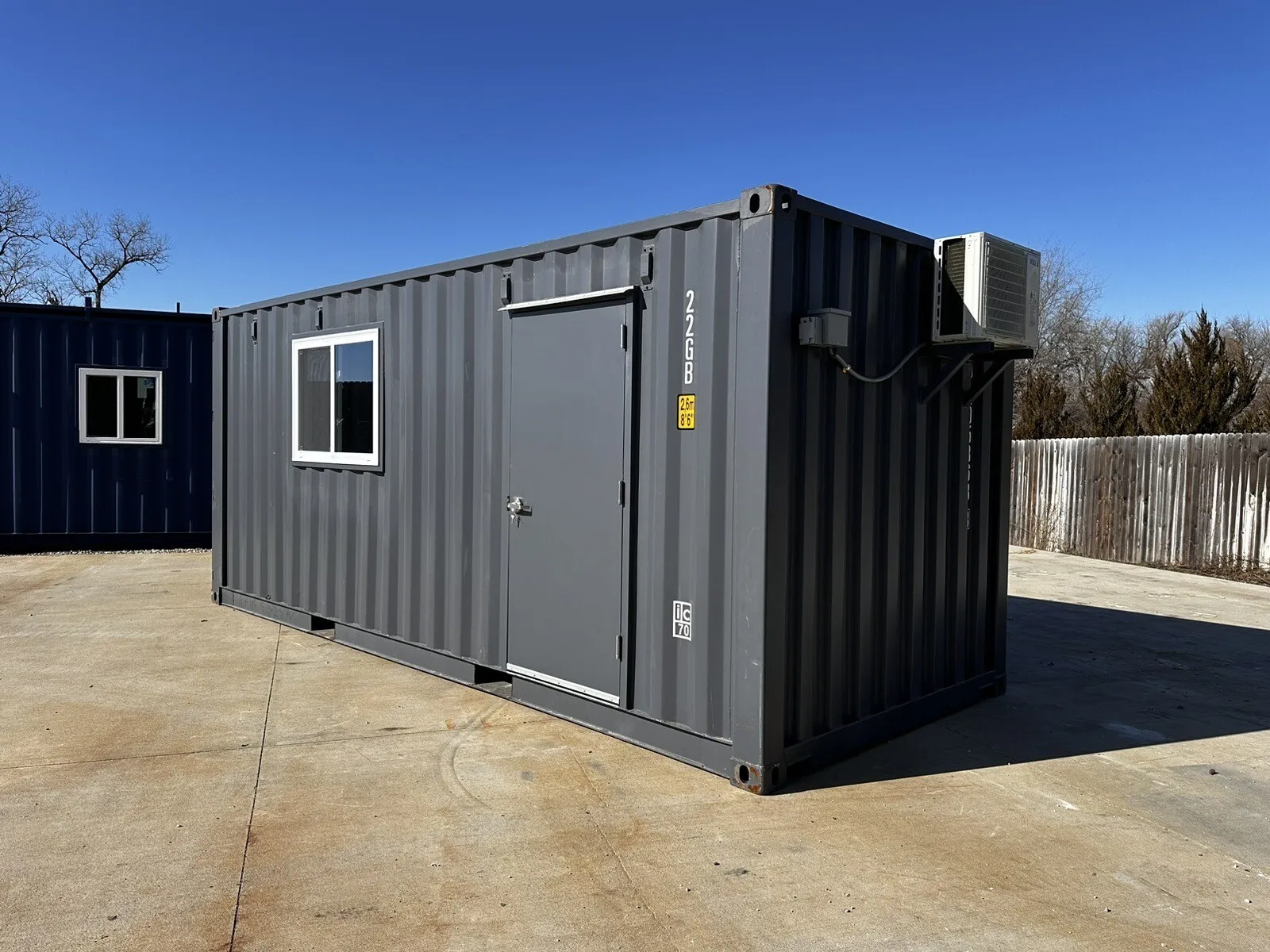 20ft Slate Gray Shiplap 120V Shipping Container Office With Mini Split