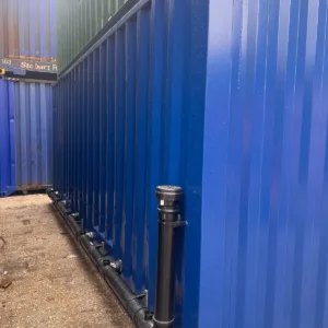 Portable sanitation container with ceramic toilets, urinals, and washbasins