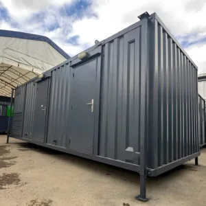Anti-vandal steel welfare unit with office, canteen, and sanitation facilities