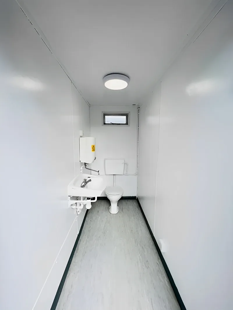 Steel-framed toilet and shower block for events and outdoor venues
