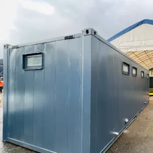 Construction site toilet and shower block with anti-vandal design