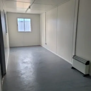Professional 30ft container office with anti-vandal windows and RAL grey finish