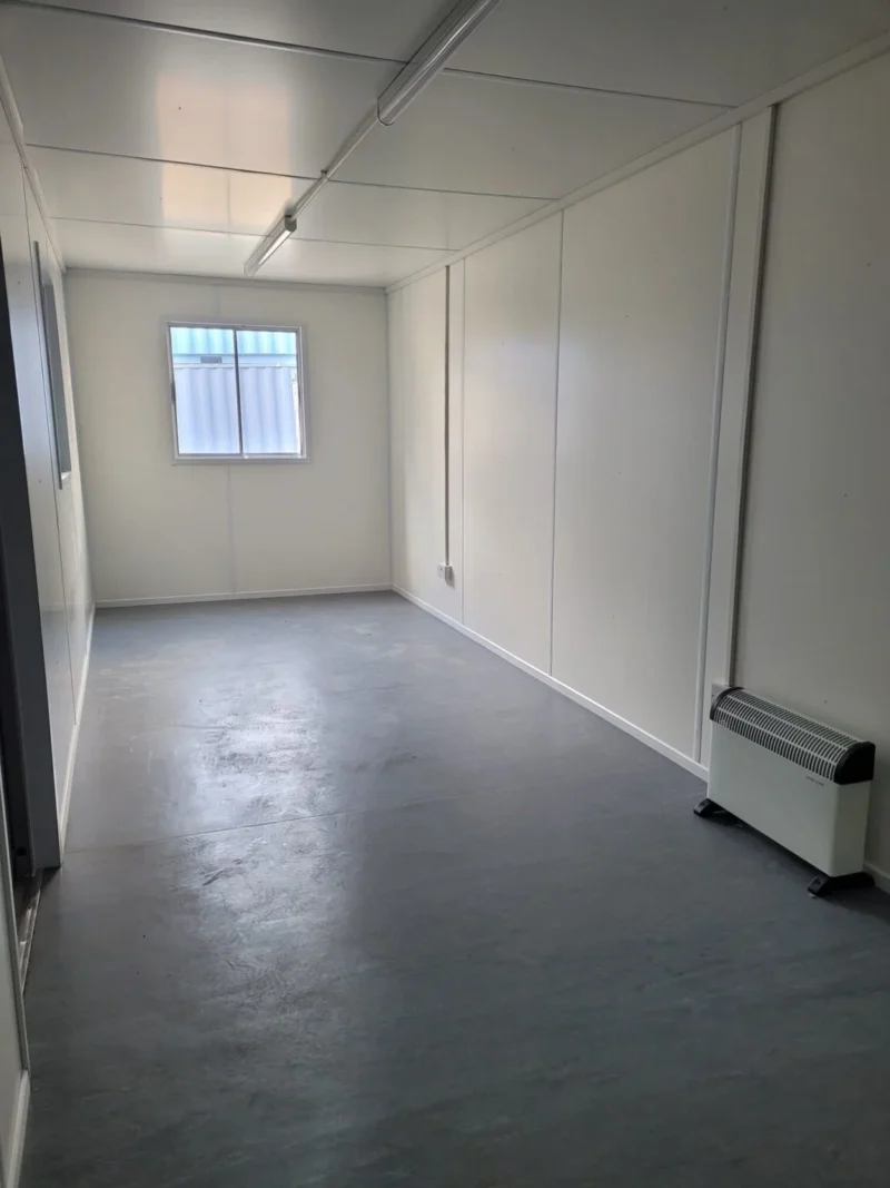 Professional 30ft container office with anti-vandal windows and RAL grey finish