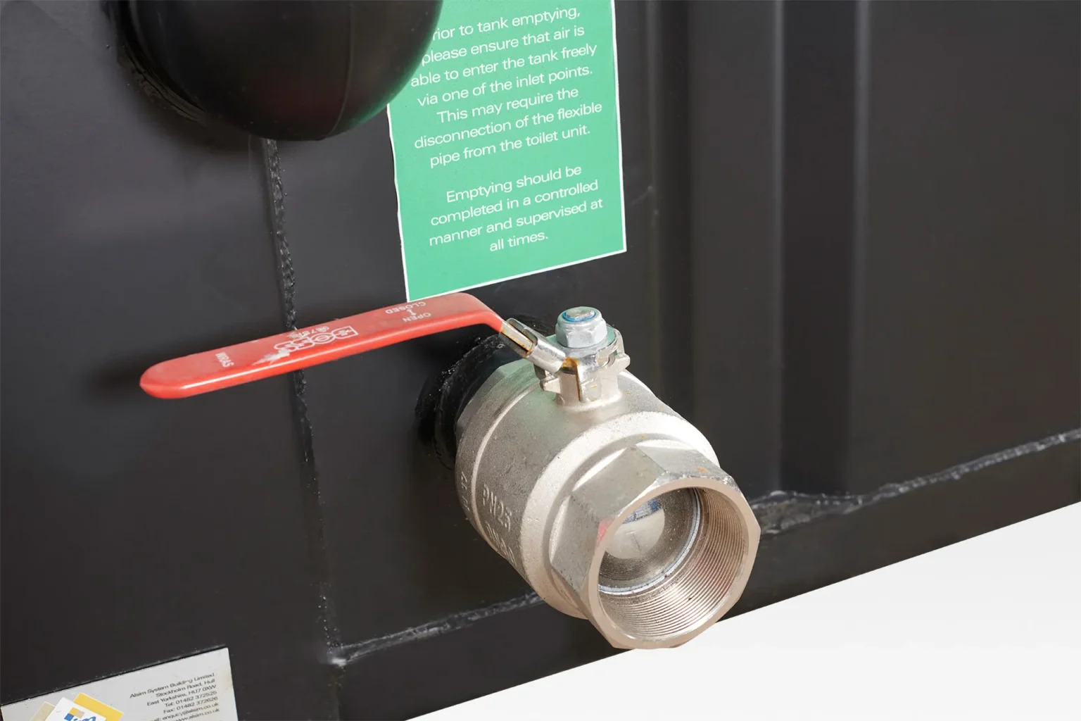 Industrial sit on waste tank with reinforced steel framework and corrosion-resistant finish