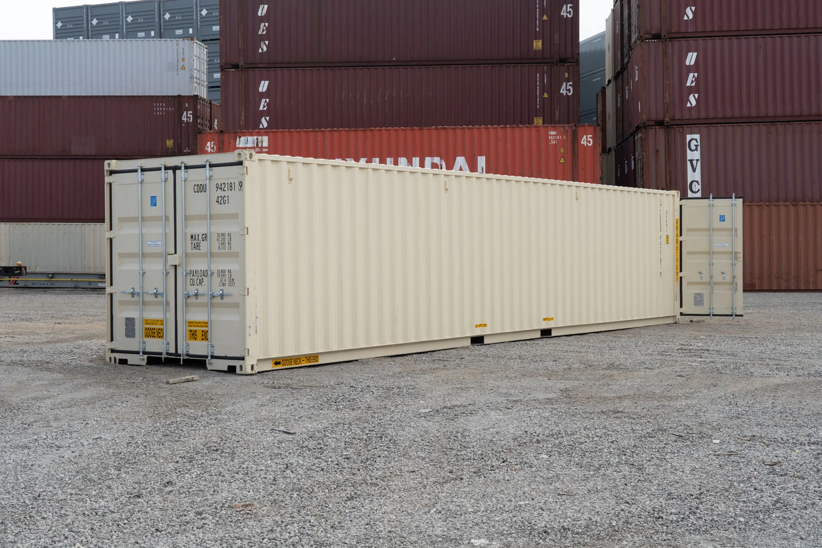 Premium 40-Foot Double Door Shipping Containers for Sale At ShippingContainersNJ.com, we supply high-quality 40-foot double door shipping containers designed for businesses and individuals who require easy access, flexible storage, and durable steel construction. Unlike standard containers with doors at only one end, this unit features double cargo doors at both ends, providing convenient drive-through access and improved cargo handling efficiency. Its spacious interior and dual-access design make it an excellent solution for storage, logistics, construction projects, workshops, and modified container applications. Browse related products: 40ft Containers Storage Containers for Sale Modified Containers Specialized Containers Learn more about shipping container standards from the Container Owners Association. Double Door Access at Both Ends One of the most valuable features of this container is its double-door design. Full-width cargo doors are installed at both ends, allowing convenient access from either direction. Benefits include: Faster loading and unloading Drive-through storage capability Improved inventory organization Easier access to stored materials Better workflow efficiency This design is especially useful for: Equipment storage Material staging Warehouse operations Construction projects Vehicle and machinery storage Explore: 20ft Containers High Cube Containers Container Home Office Durable COR-TEN Steel Construction Manufactured from heavy-duty COR-TEN weathering steel, this shipping container is engineered to withstand demanding outdoor conditions while providing long-term structural durability. Key construction features include: COR-TEN steel exterior Reinforced steel frame Double cargo door systems Marine-grade plywood flooring Weather-resistant door seals ISO-standard corner castings Integrated ventilation system The steel exterior develops a protective surface layer over time that helps resist corrosion and prolong service life. For workplace safety recommendations, visit OSHA. Spacious Interior Storage The 40-foot container provides approximately 320 square feet of enclosed storage space, making it suitable for large-scale storage and operational applications. Common storage uses include: Commercial inventory Industrial equipment Construction materials Agricultural supplies Retail stock Workshop tools and machinery The full-length interior allows efficient organization and storage of bulky items while maintaining easy access from both ends. Flexible Commercial & Industrial Applications The dual-door configuration makes this container highly versatile for a wide range of industries. Popular applications include: Drive-through storage facilities Construction site offices Tool cribs and equipment storage Mobile workshops Material staging areas Vehicle storage Retail conversions Food service conversions Fabrication workspaces Its flexible layout supports both temporary and permanent installations. Learn more about transportation regulations from the Federal Maritime Commission. Technical Specifications Specification Measurement External Length 40 ft (12.19 m) External Width 8 ft (2.44 m) External Height 8 ft 6 in (2.59 m) Internal Length 39 ft 5 in (12.01 m) Internal Width 7 ft 8 in (2.34 m) Internal Height 7 ft 9 in (2.36 m) Door Opening Width 7 ft 6 in (2.28 m) Door Opening Height 7 ft 5 in (2.26 m) Number of Doors 2 Sets (One at Each End) Door Type Double Swing Doors Material COR-TEN Steel Floor Material Marine-Grade Plywood Floor Thickness 1⅛ in (28 mm) Ventilation Passive Air Vents Corner Castings ISO Standard Typical Colors Brown or Green Package Includes Your purchase includes: 1 x 40-foot double door shipping container 2 x sets of double locking cargo doors Marine-grade plywood flooring Integrated ventilation system Nationwide Delivery Available ShippingContainersNJ.com proudly delivers double door shipping containers throughout New Jersey and nationwide across the United States. We deliver to: Jersey City Newark Edison Paterson Trenton Camden Nationwide USA locations Browse more inventory: New Shipping Containers Used Shipping Containers 40ft Containers Storage Containers for Sale Request a Quote Today Looking for a spacious and versatile 40-foot double door shipping container? Contact ShippingContainersNJ.com today for: Current inventory Nationwide delivery Commercial storage solutions Custom modification options Pricing and specifications We are committed to supplying durable, secure, and high-capacity shipping containers for commercial, industrial, agricultural, and storage applications nationwide.