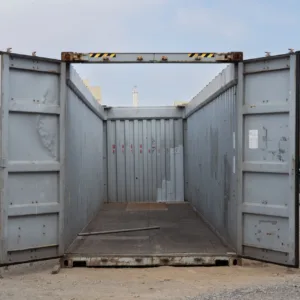 40-foot cargo-worthy open top shipping container with removable tarpaulin roof for oversized cargo loading and transport